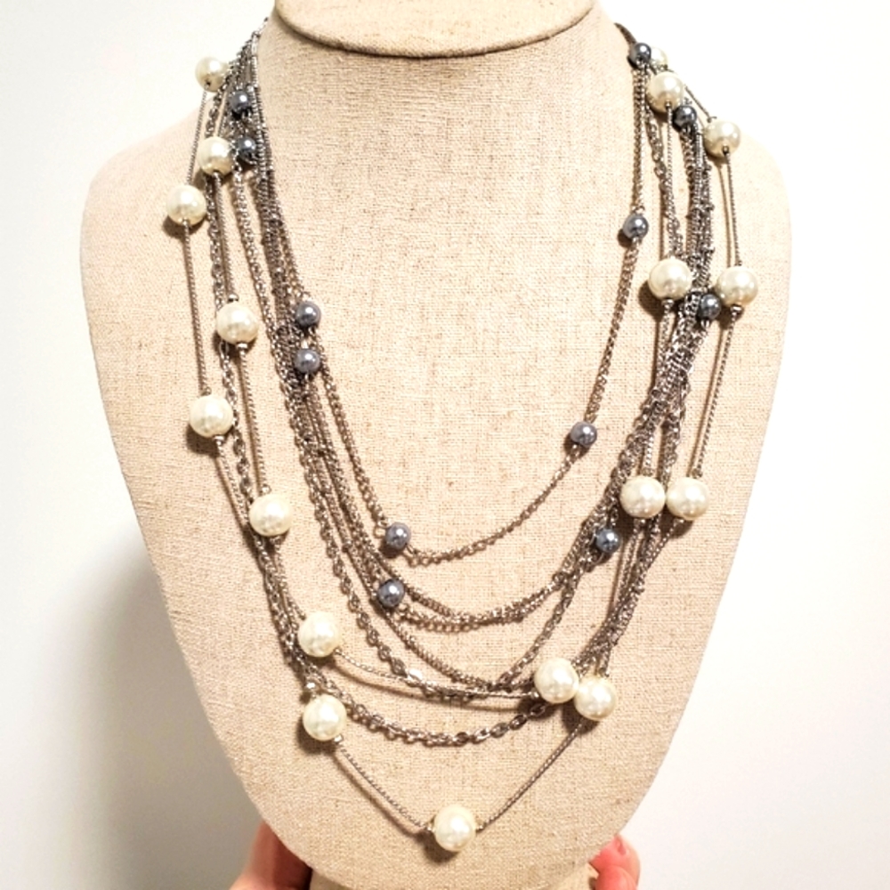 Statement Set Multi-Layer Necklace And Earrings - image 2
